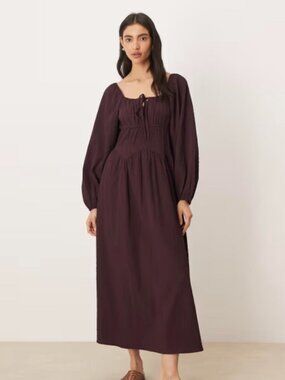Wednesday's Girl Long Sleeve Midaxi Dress in Fig | Purple | Size M | NWT